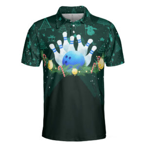 Christmas Wreath With Bowling Balls Polo Shirt - Bowling Men Polo Shirt - Gifts To Get For Your Dad - Father's Day Shirt