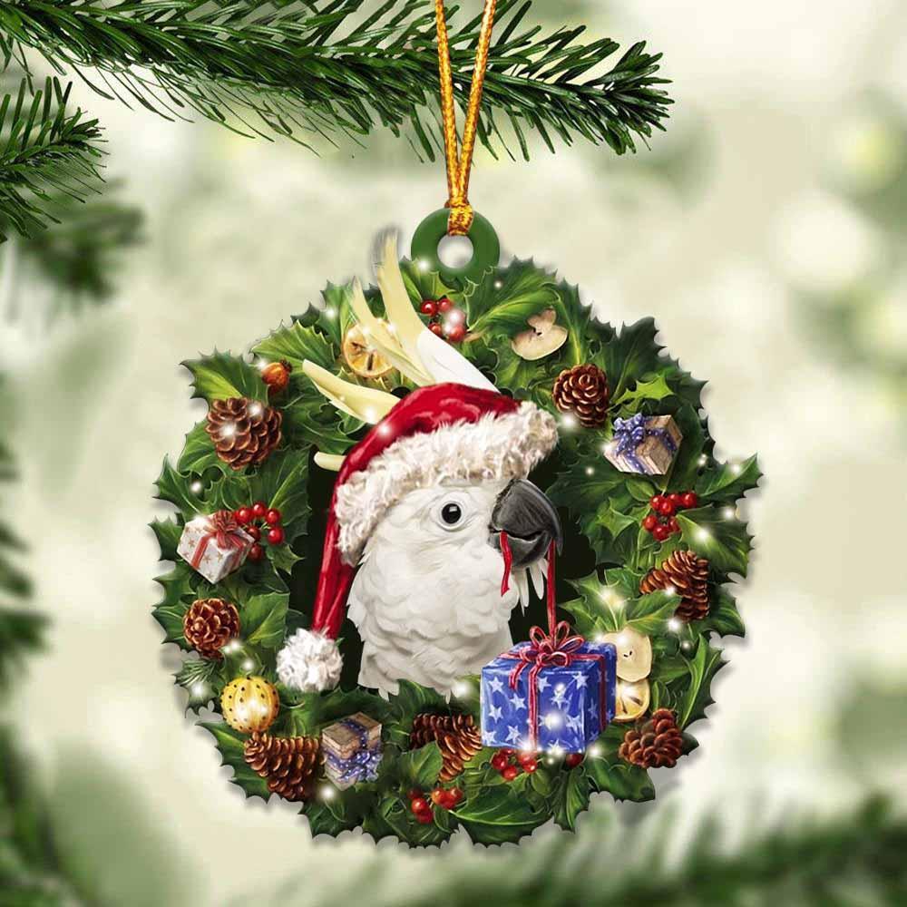 Cockatoos With Santa Hat Christmas Ornaments – Car Ornament – Best Xmas Gifts