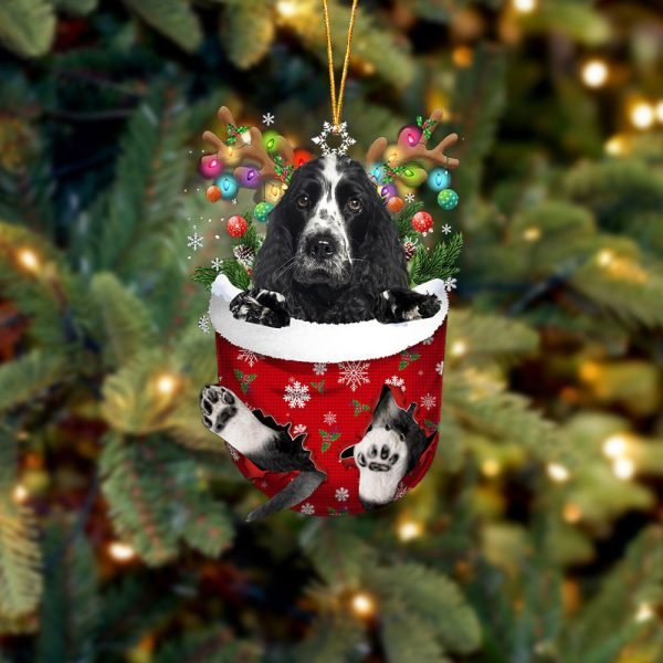 Cocker Spaniel 1 In Snow Pocket Christmas Ornament Flat  Dog Ornament,Christmas Shape Ornament, Happy Christmas Ornament