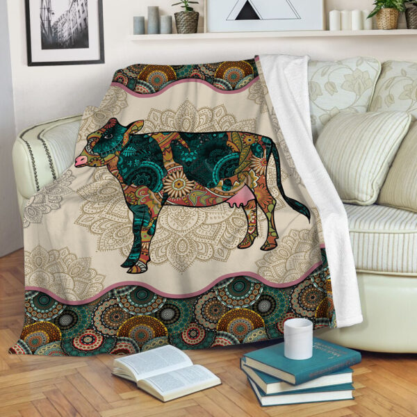 Cow Vintage Mandala Fleece Throw Blanket – Throw Blankets For Couch – Best Blanket For All Seasons