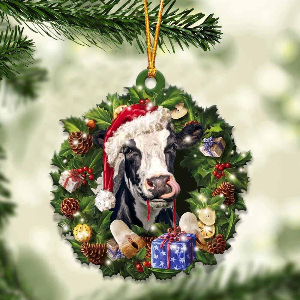 Cow With Santa Hat Christmas Ornaments – Car Ornament – Best Xmas Gifts