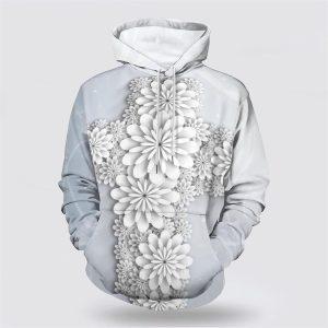 Cross Flowers All Over Print 3D Hoodie…
