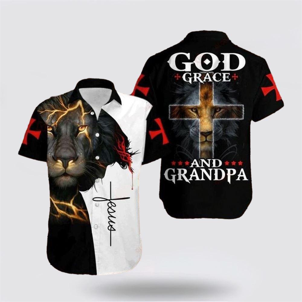 Cross Jesus Bible Lion God Grace And Grandpa Hawaiian Shirt – Gifts For Christians Cross Jesus Bible Lion God Grace And Grandpa Hawaiian Shirt – Gifts For Christians
