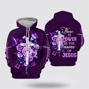 Cross Purple Rose Butterfly Faith All Over Print 3D Hoodie – Gifts For Christians