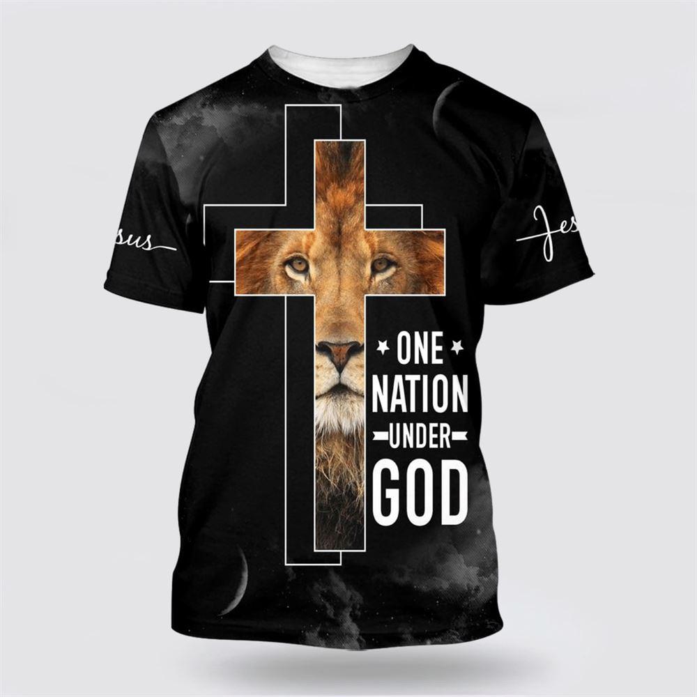 Cross The Lion Of Judah Shirts One Nation Under God All Over Print 3D T Shirt – Gifts For Christians Cross The Lion Of Judah Shirts One Nation Under God All Over Print 3D T Shirt – Gifts For Christians