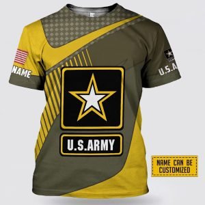 Custom Name US Army American Flag Shirt…