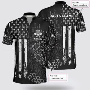 Custom Name American Flag Hive Pattern Dart Jersey Shirt