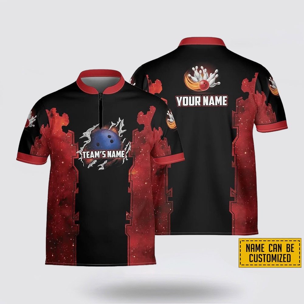 Custom Name And Team Black Red Bowling Jersey Shirt – Perfect Gift for Bowling Fans Custom Name And Team Black Red Bowling Jersey Shirt – Perfect Gift for Bowling Fans