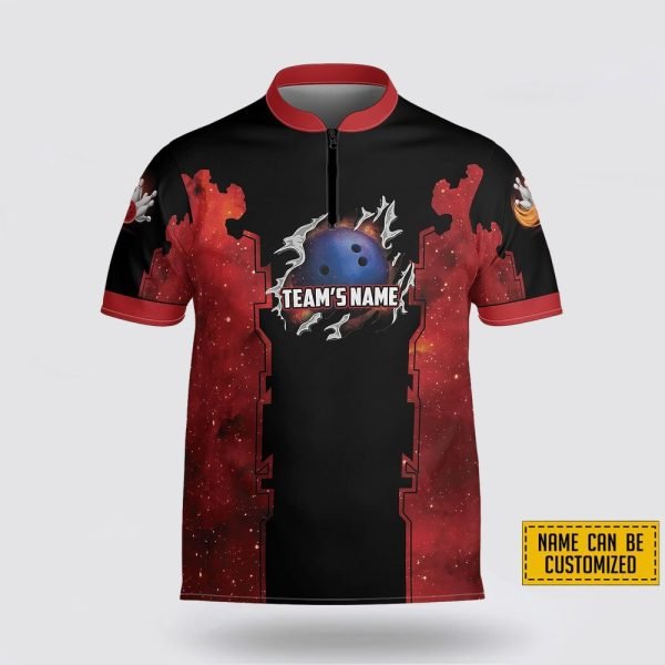Custom Name And Team Black Red Bowling Jersey Shirt – Perfect Gift for Bowling Fans