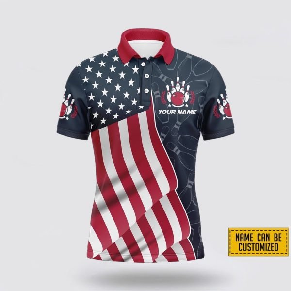 Custom Name And Team Bowling American Flag Pattern Bowling Jersey Shirt – Gift For Bowling Enthusiasts