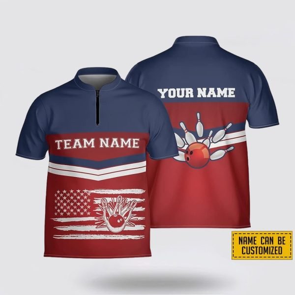 Custom Name And Team Name American Flag Bowling Jersey Shirt – Perfect Gift for Bowling Fans