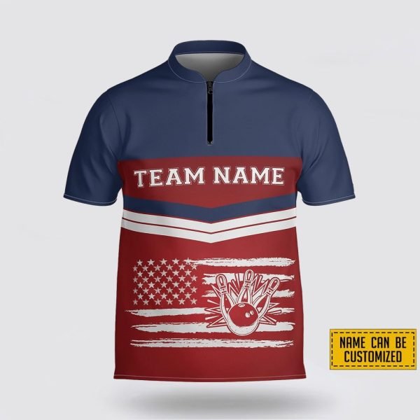 Custom Name And Team Name American Flag Bowling Jersey Shirt – Perfect Gift for Bowling Fans