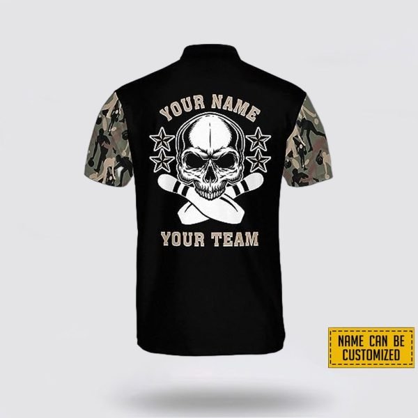 Custom Name And Team Name Skull American Flag Bowling Jersey Shirt – Gift For Bowling Enthusiasts