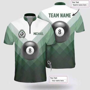 Custom Name Billiard Ball 8 Green Sport Team Billiard Jerseys Shirt