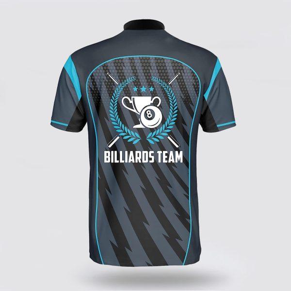 Custom Name Billiard Blue Emblem Billiard Team Billiard Jerseys Shirt