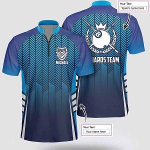 Custom Name Billiard Sport Style Blue Team Billiard Jerseys Shirt