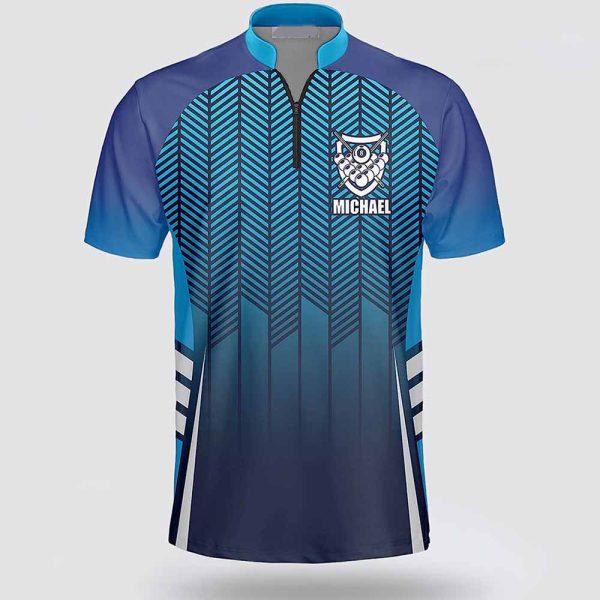 Custom Name Billiard Sport Style Blue Team Billiard Jerseys Shirt