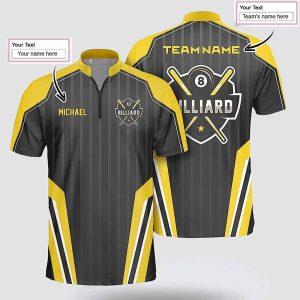 Custom Name Billiard Sport Style Yellow Badge…