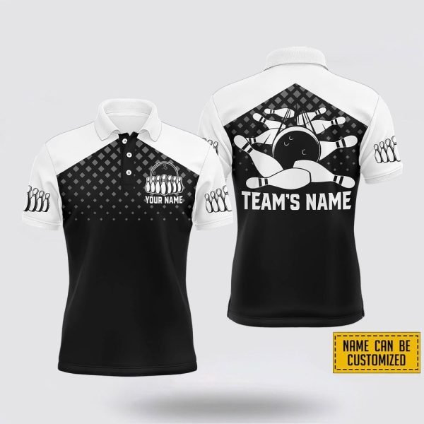 Custom Name Black And White Bowling Pattern Bowling Jersey Shirt – Gift For Bowling Enthusiasts