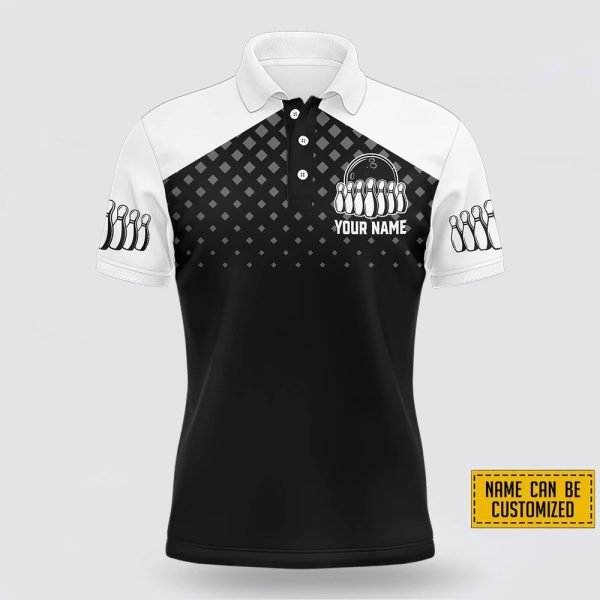 Custom Name Black And White Bowling Pattern Bowling Jersey Shirt – Gift For Bowling Enthusiasts