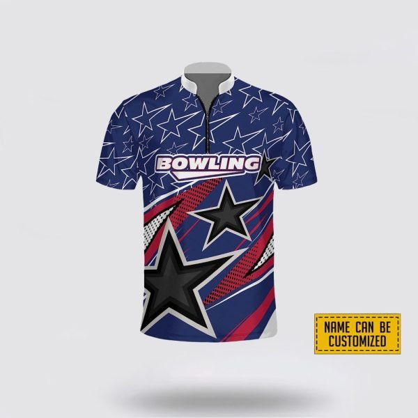 Custom Name Blowling Black Star Sport Bowling Jersey Shirt – Gift For Bowling Enthusiasts