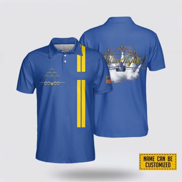 Custom Name Blue Angels Us Navy Polo Shirt – Gift For Military Personnel