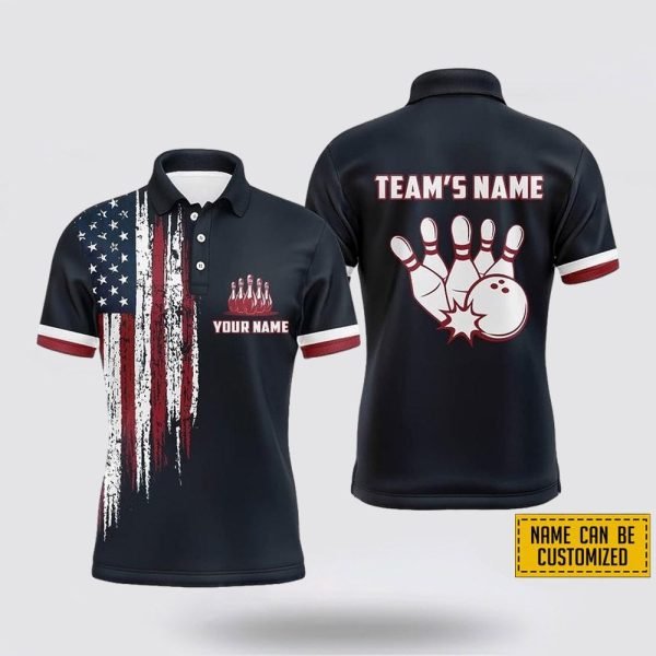 Custom Name Bowling American Flag Pattern Bowling Jersey Shirt – Gift For Bowling Enthusiasts