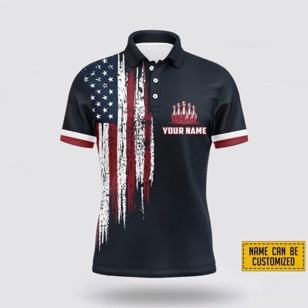Custom Name Bowling American Flag Pattern Bowling Jersey Shirt – Gift For Bowling Enthusiasts