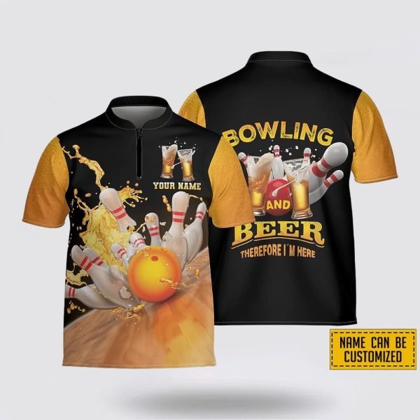 Custom Name Bowling And Beer Bowling Jersey Shirt – Perfect Gift for Bowling Fans