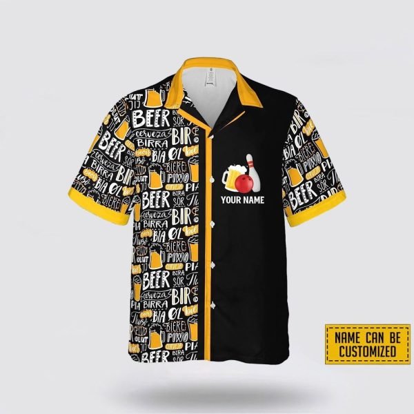 Custom Name Bowling Beer Therefore I’m Here Bowling Hawaiin Shirt – Beachwear Gift For Bowler