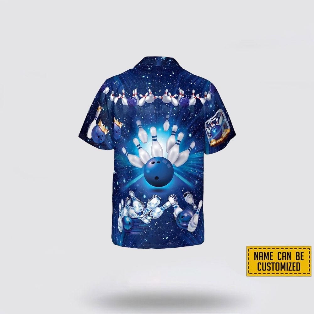 Custom Name Bowling Blue Star Pattern Bowling Hawaiin Shirt – Gift For Bowling Enthusiasts