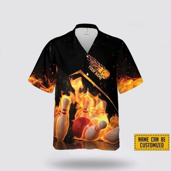 Custom Name Bowling Fire My Balls Are On Fire Bowling Hawaiin Shirt – Beachwear Gift For Bowler