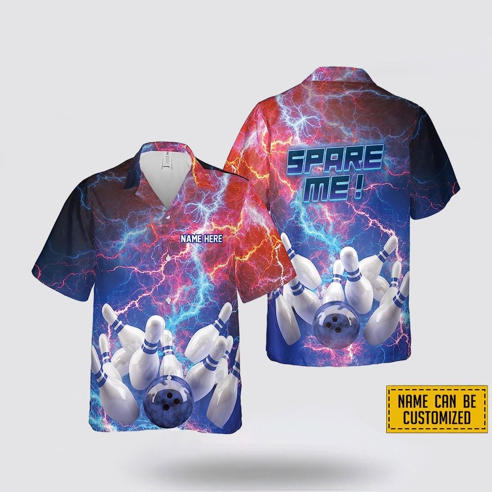 Custom Name Bowling Light Colorful Spare Me Bowling Hawaiin Shirt – Beachwear Gift For Bowler