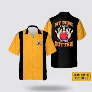 Custom Name Bowling My Mind Is Always In The Gutter Bowling Hawaiin Shirt – Gift For Bowling Enthusiasts