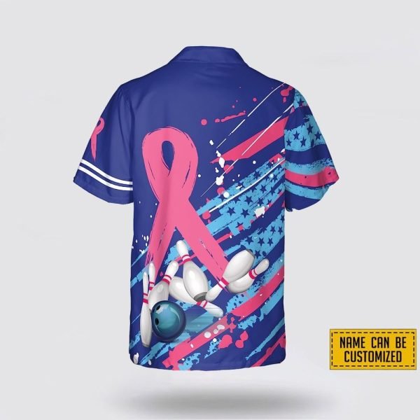 Custom Name Breast Cancer Bowling Pattern Bowling Hawaiin Shirt – Beachwear Gift For Bowler