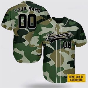 Custom Name Camouflage Army Pattern Baseball Jersey…