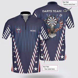 Custom Name Eagle American Flag Patriots Athlete Dart Jersey Shirt