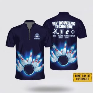 Custom Name My Bowling Technique Bowl Yellat 10 Pin Pray For Spare Repeat Bowling Jersey Shirt – Gift For Bowling Enthusiasts