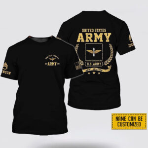 Custom Name Rank US Army Aviation EST Army 1775  All Over Print 3D T Shirt - Gift For Military Personnel