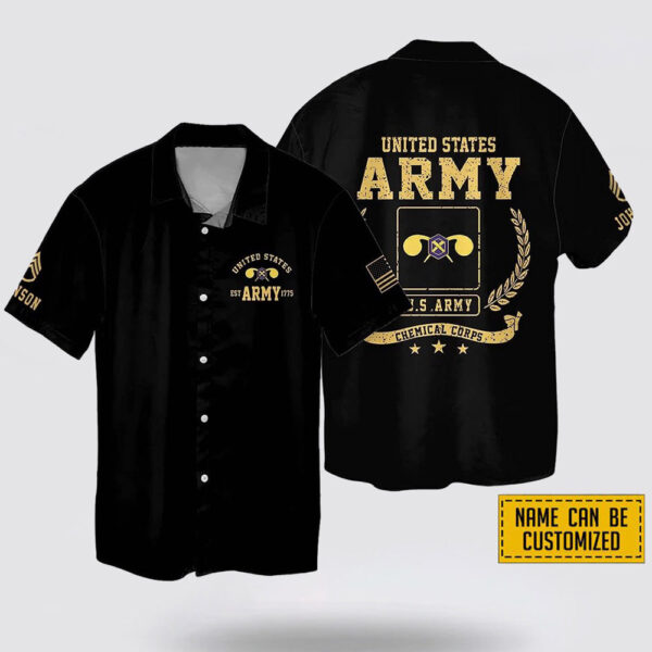 Custom Name Rank US Army Chemical Corps EST Army 1775 Hawaiin Shirt – Beachwear Gift For Military Personnel