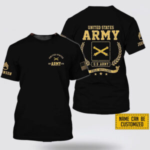 Custom Name Rank US Army Field Artillery EST Army 1775  All Over Print 3D T Shirt - Gift For Military Personnel