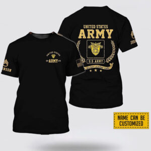 Custom Name Rank US Army Military Academi Staff EST Army 1775  All Over Print 3D T Shirt - Gift For Military Personnel