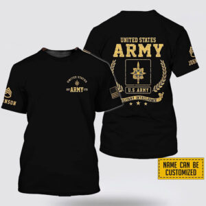 Custom Name Rank US Army Military Intelligence EST Army 1775  All Over Print 3D T Shirt - Gift For Military Personnel