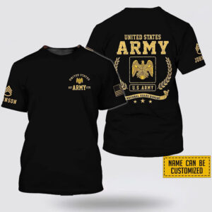 Custom Name Rank US Army National Guard Bureau EST Army 1775  All Over Print 3D T Shirt – Gift For Military Personnel