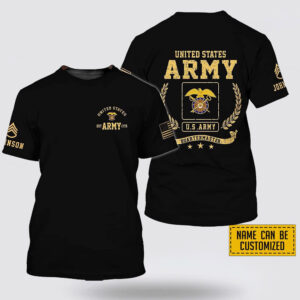 Custom Name Rank US Army Quartermaster EST Army 1775  All Over Print 3D T Shirt – Gift For Military Personnel