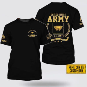 Custom Name Rank US Army Staff Specialist Corps EST Army 1775  All Over Print 3D T Shirt – Gift For Military Personnel