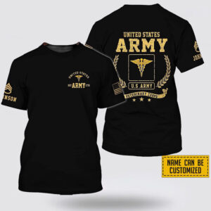 Custom Name Rank US Army Veterinary Corps EST Army 1775  All Over Print 3D T Shirt – Gift For Military Personnel