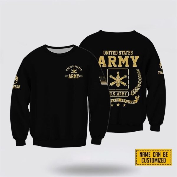 Custom Name Rank United State Army Air Defense Artillery EST Army 1775 Crewneck Sweatshirt – For Military Personnel
