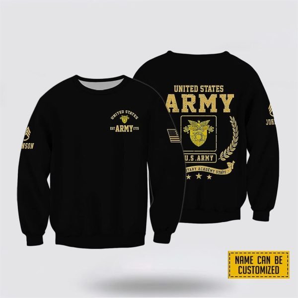 Custom Name Rank United State Army Military Academi Staff EST Army 1775 Crewneck Sweatshirt – For Military Personnel