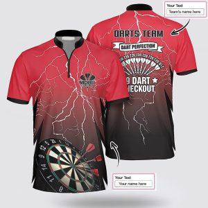 Custom Name Red Storm Dart Perfection 9 Dart Checkout Dart Jersey Shirt